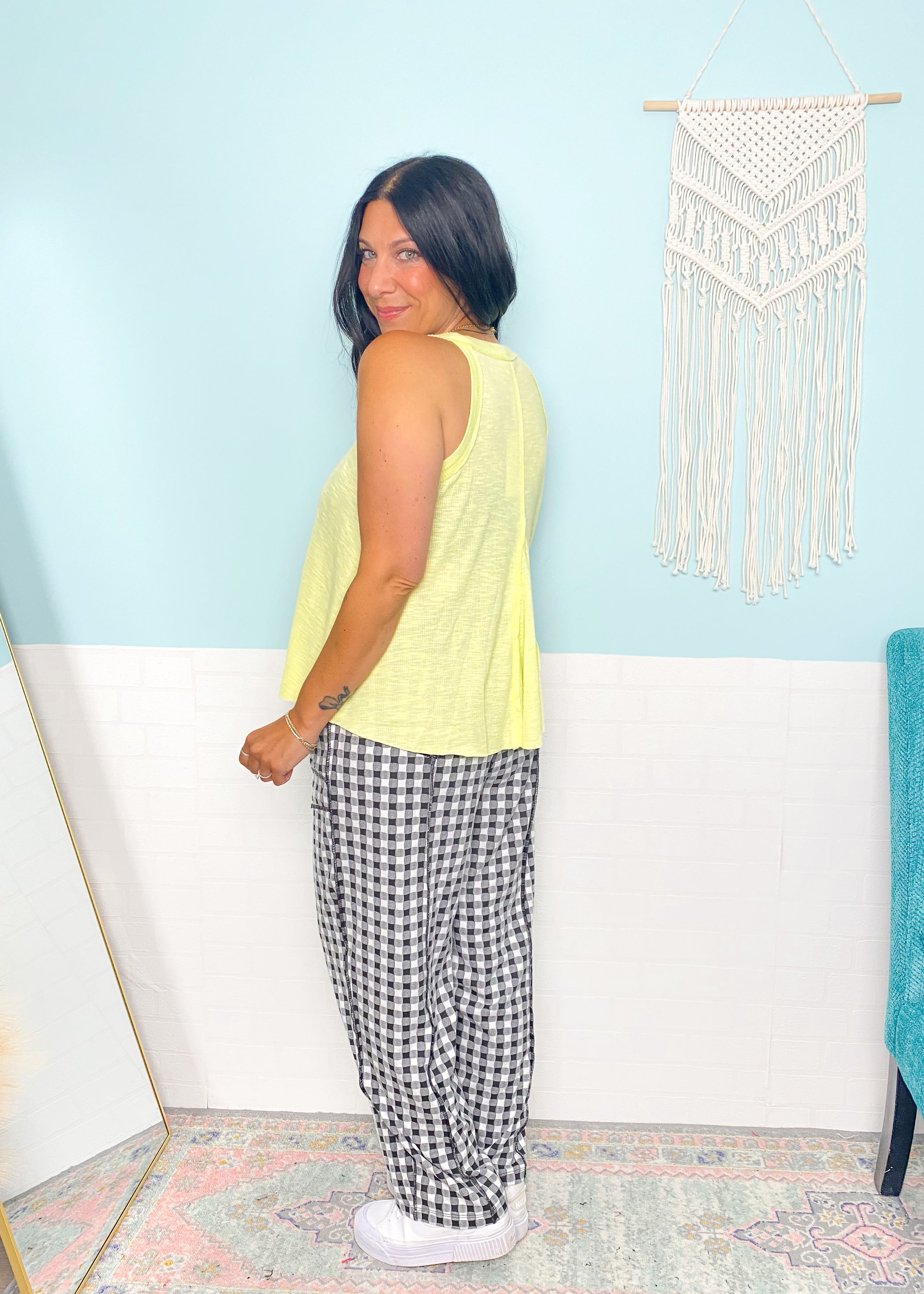 'Route 1' Black + White Gingham Soft Pants