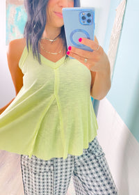 'Sunrise' Lemon Flowy Ribbed Tank Top