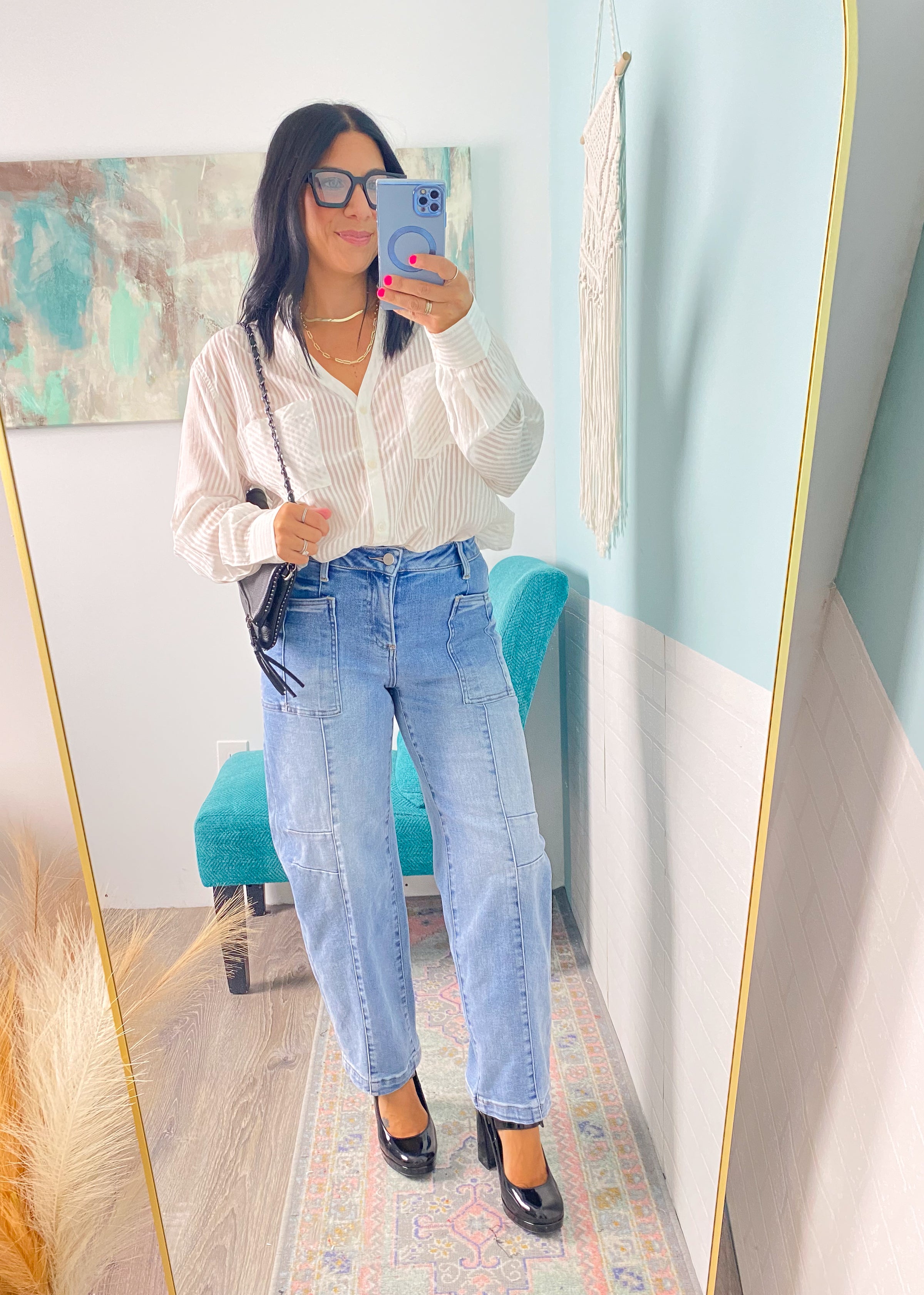 'Sea + Salt' Off White Tonal Striped Seersucker Shirt