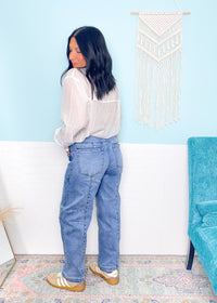 'Carmela' Risen Slouchy Patch Pocket Ankle Boyfriend Jeans