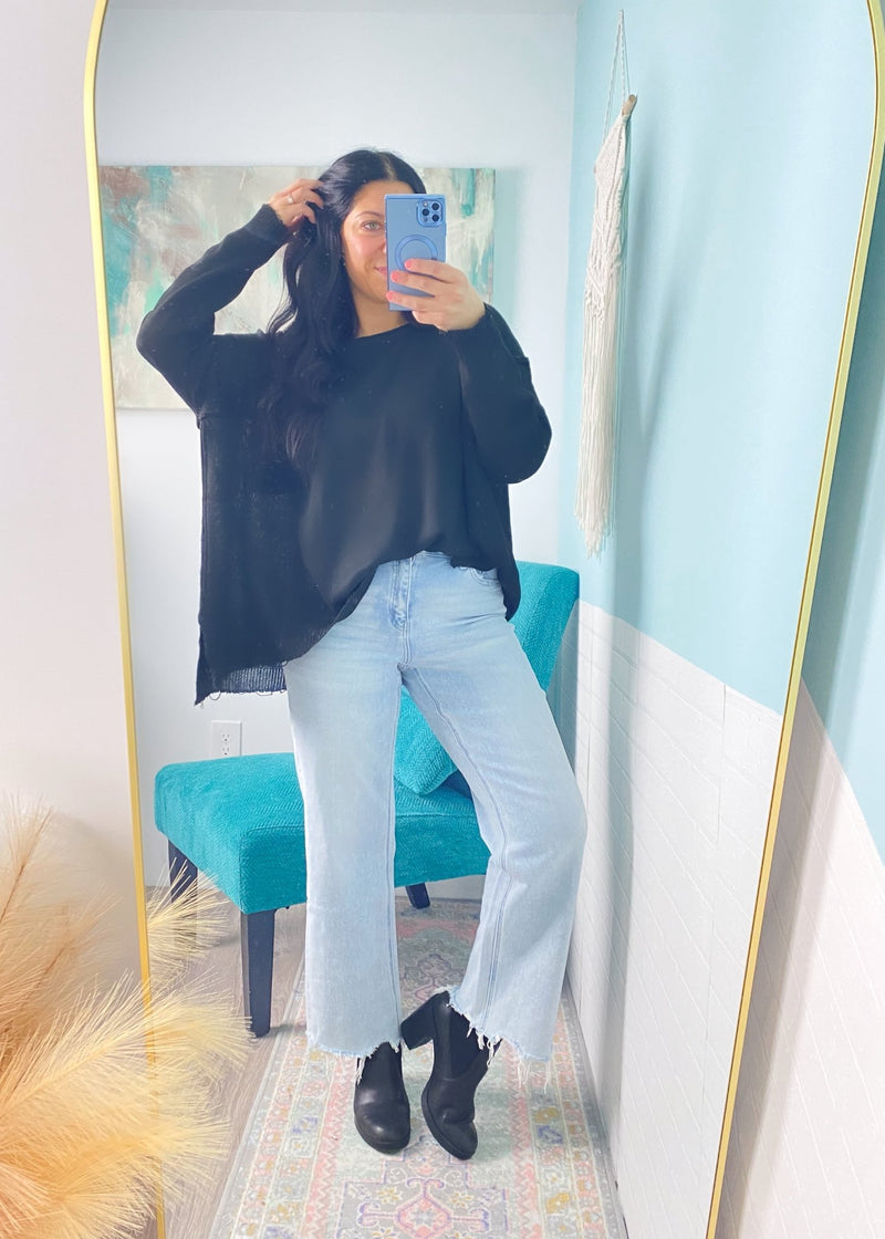 'Calista' Vervet High Waist Slim Wide Comfort Stretch Ankle Length Jeans - Cali Moon Boutique