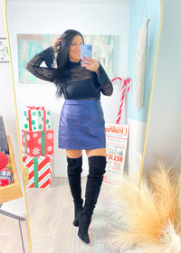 'Starry Night' Navy Metallic Foil Mini Skirt