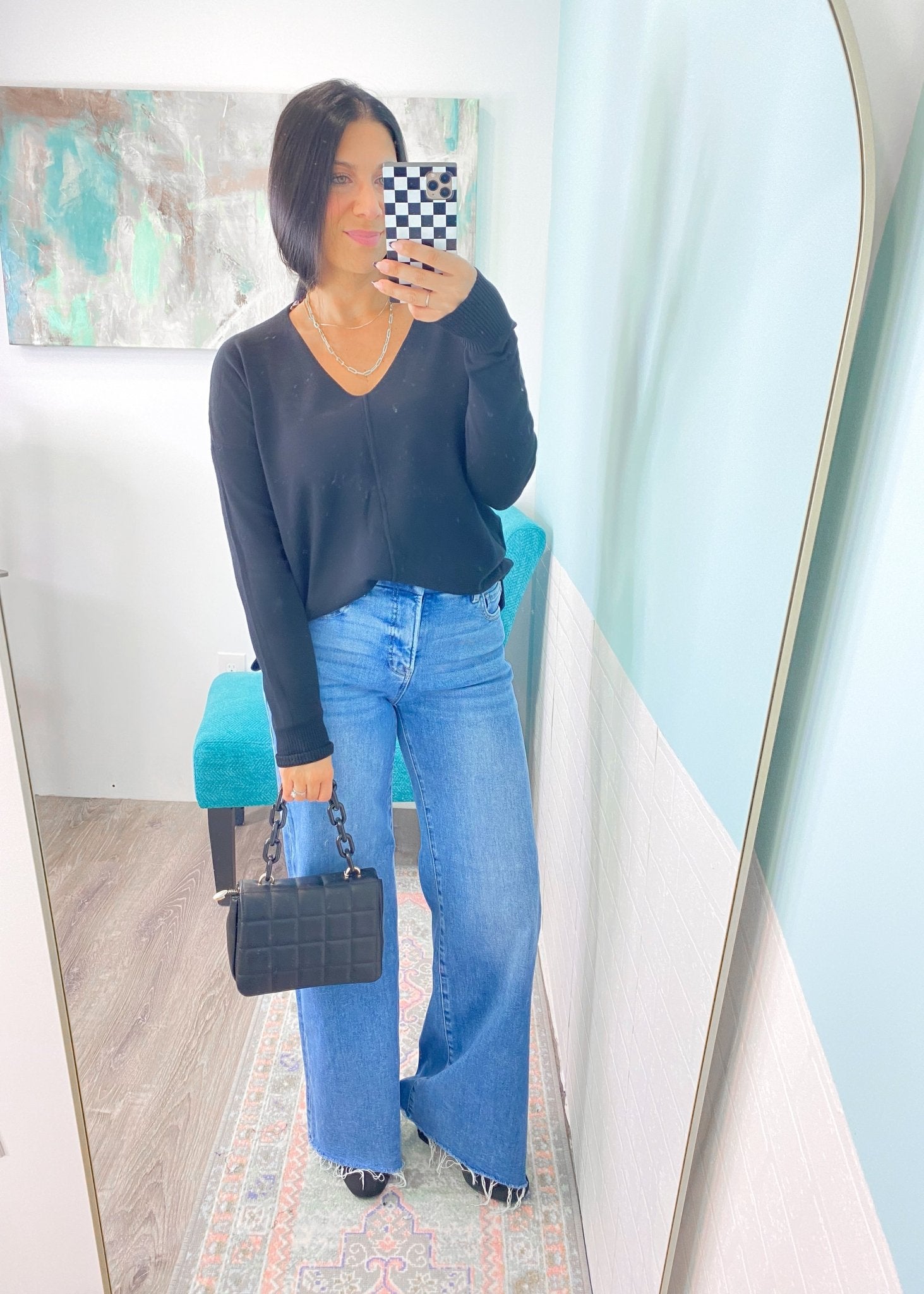 'Isla' Black Slouchy Lightweight Sweater - Cali Moon Boutique