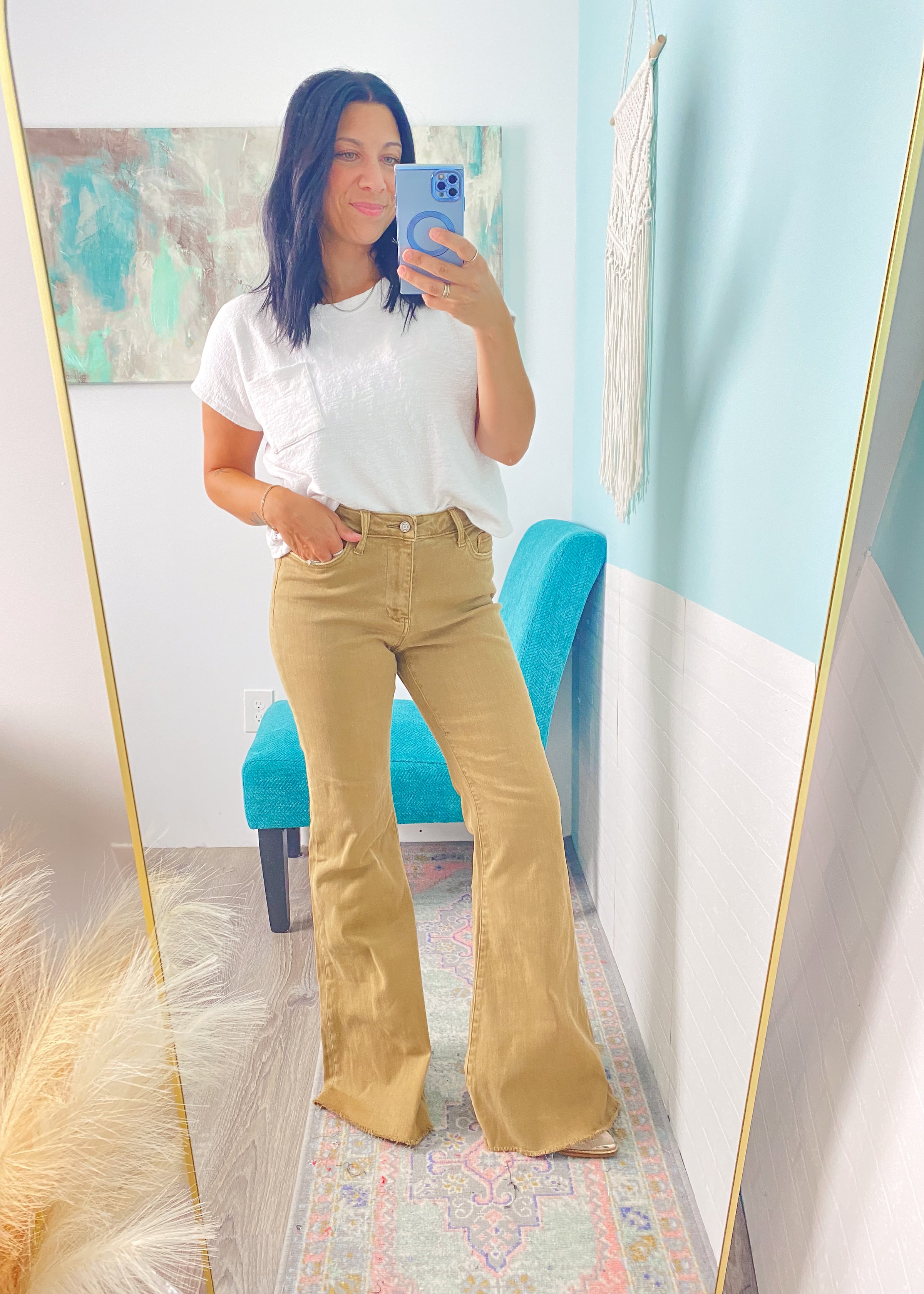 'Nomad' Butterscotch Super Flare Leg High Waist Denim