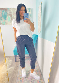 'Double Take' Black Pebble Joggers