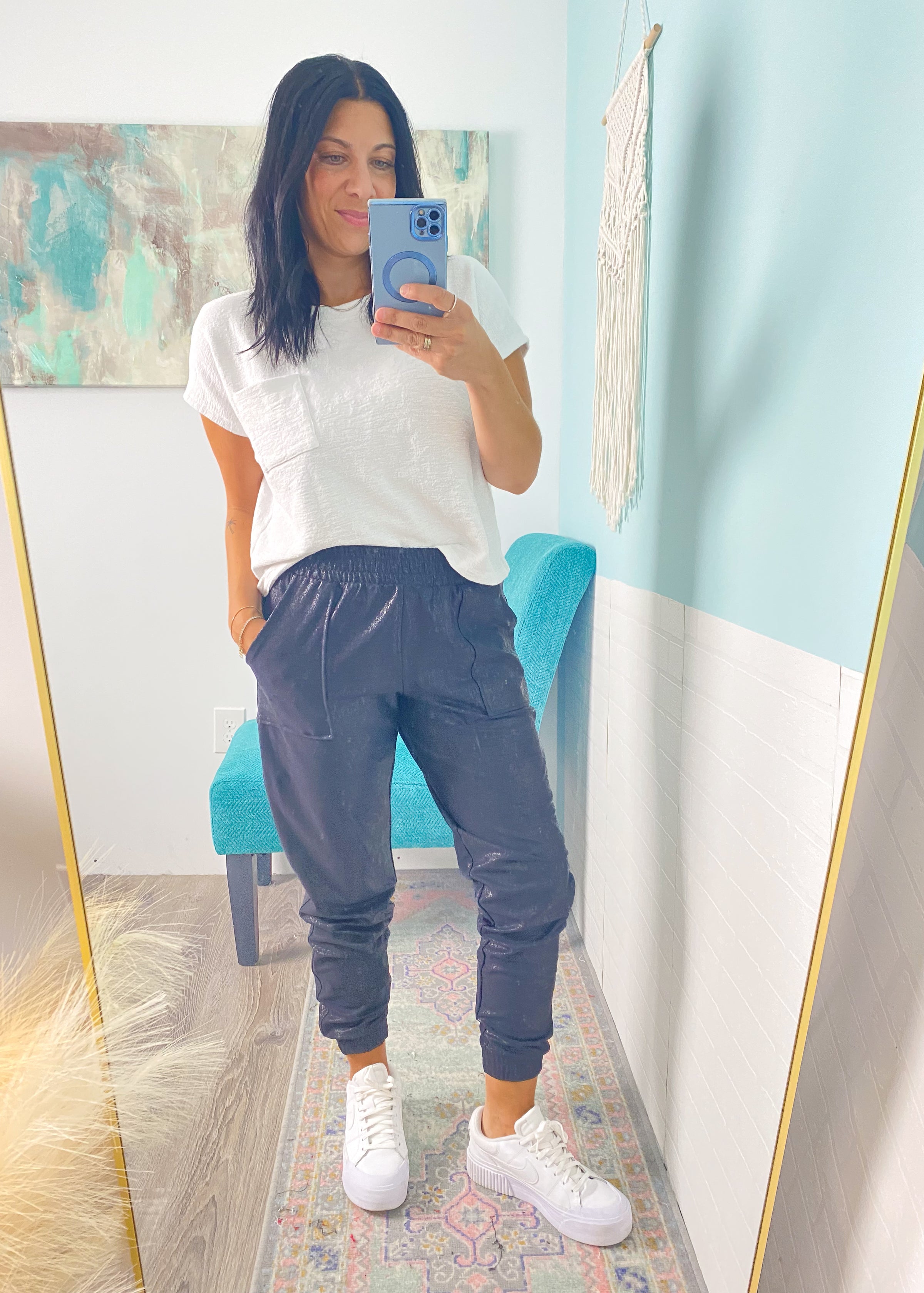 'Double Take' Black Pebble Joggers