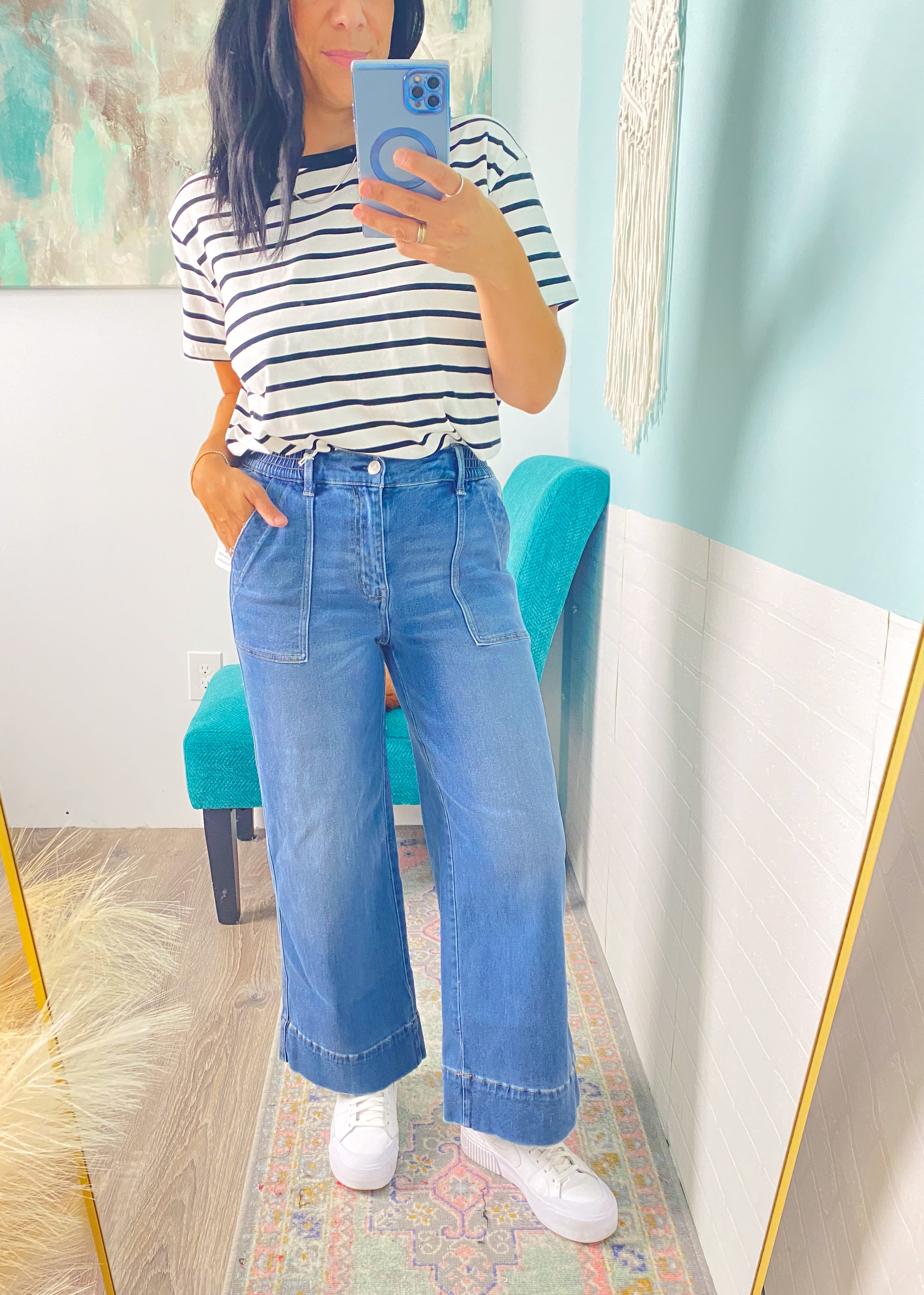 'Georgia' Lovervet Elastic Waistband Cropped Jeans