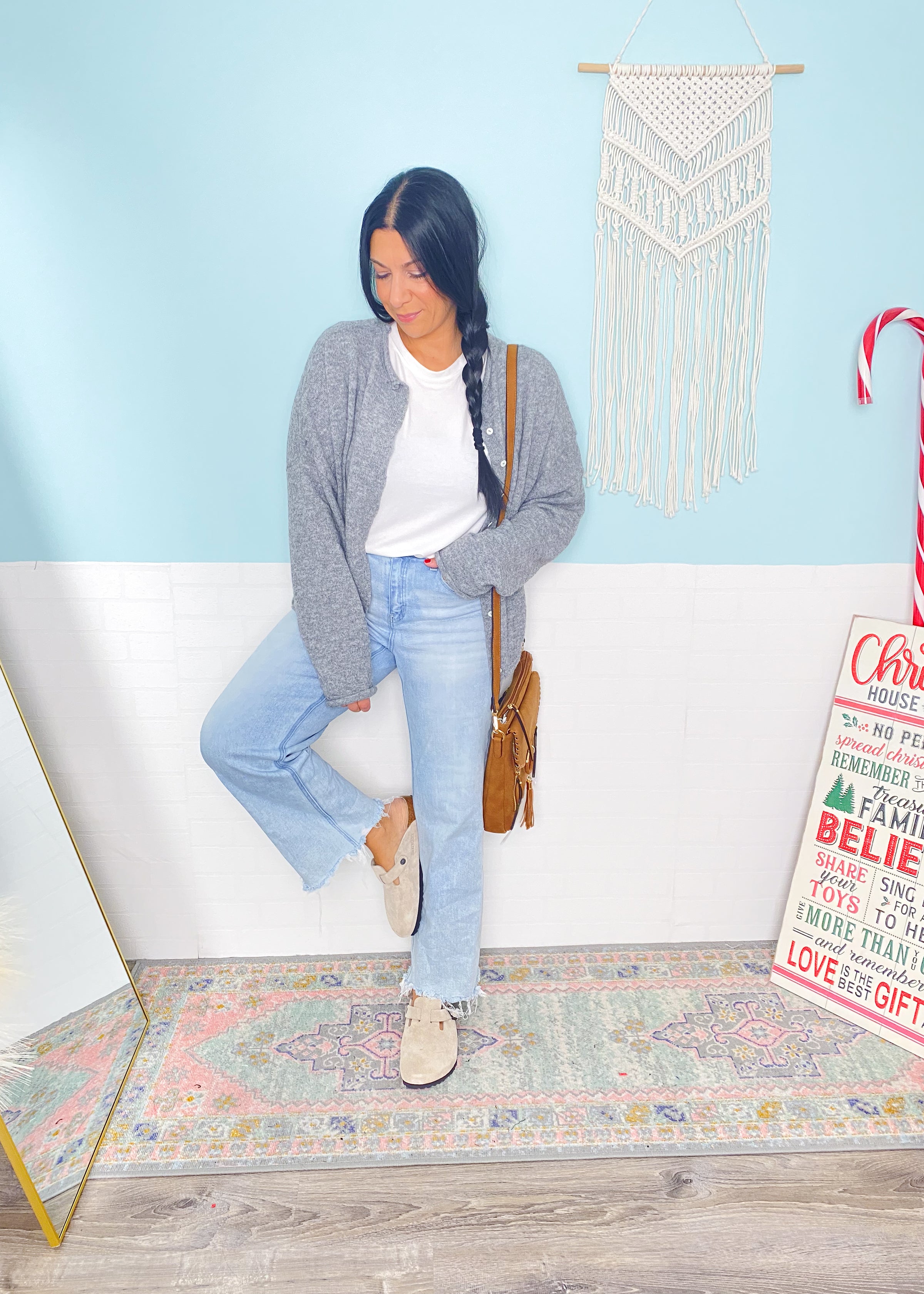 'Everyday Luxe' Heather Gray Rolled Neck Soft Cardigan