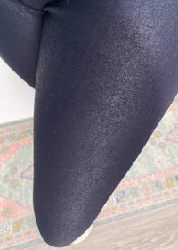 'City Lights' Black Crossover Waist Faux Textured Leggings