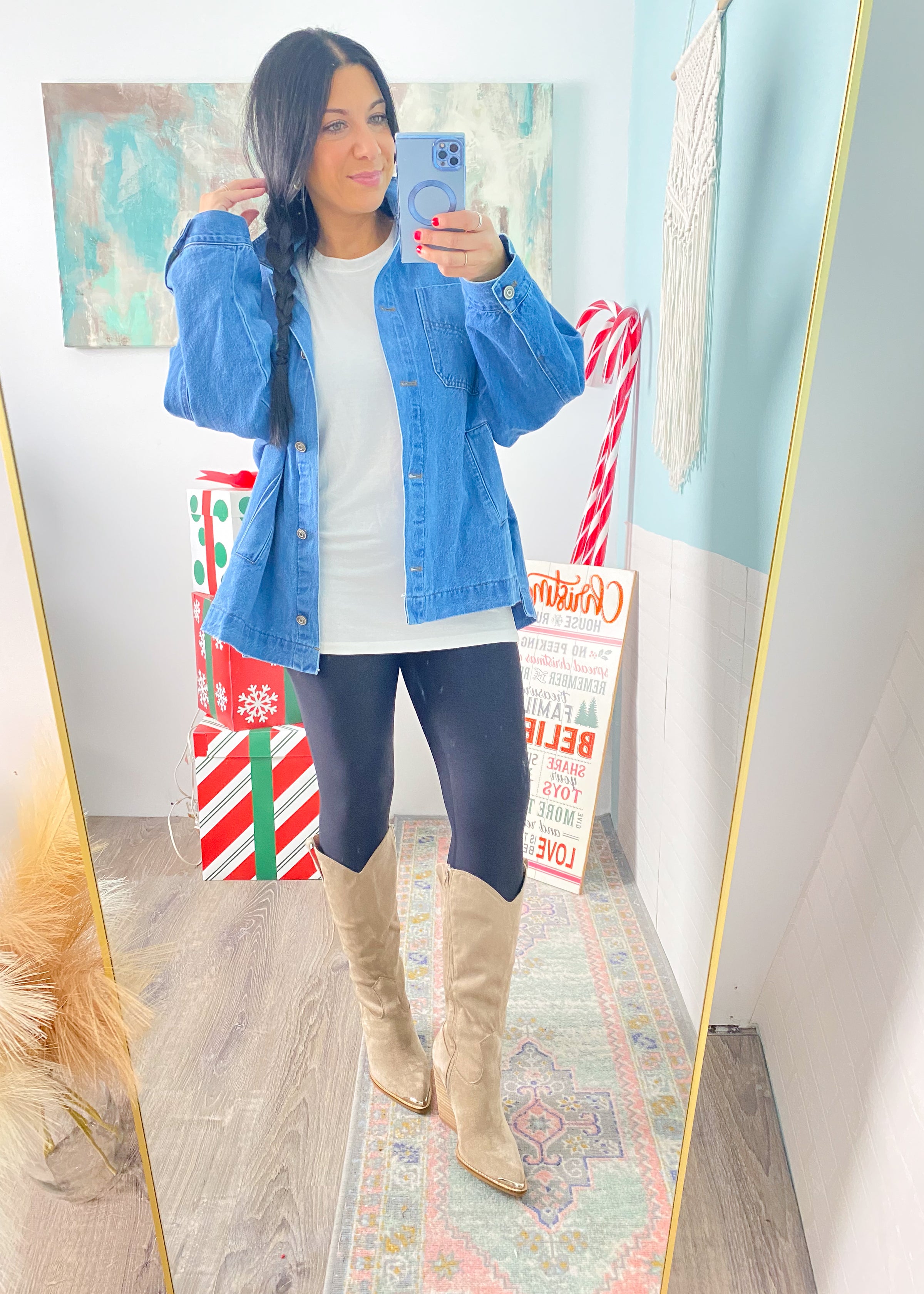 'City Lights' Black Crossover Waist Faux Textured Leggings