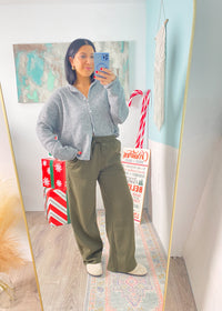 *DOORBUSTER* Dark Olive Fleece Wide Leg Sweatpants