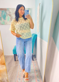 'Hey Buttercup' Butter Yellow Lace T-Shirt