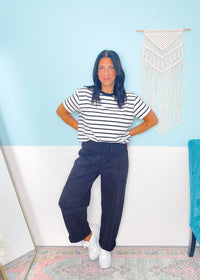 'Mina' Risen Black Slouchy Oversized Tapered Jeans