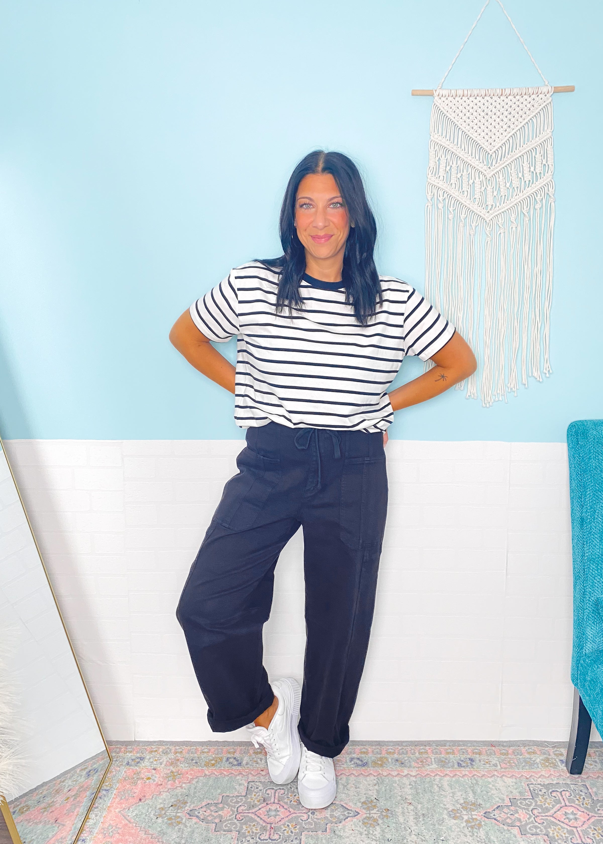 'Mina' Risen Black Slouchy Oversized Tapered Jeans