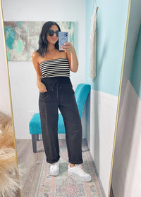 'Mina' Risen Black Slouchy Oversized Tapered Jeans