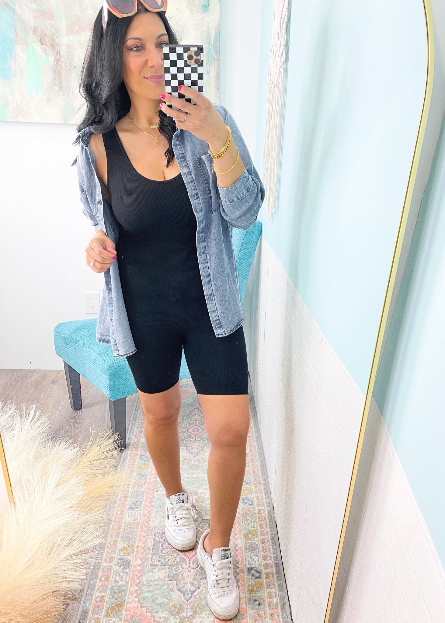 'Hey Kitten' Black Ribbed Short Catsuit Romper - Cali Moon Boutique