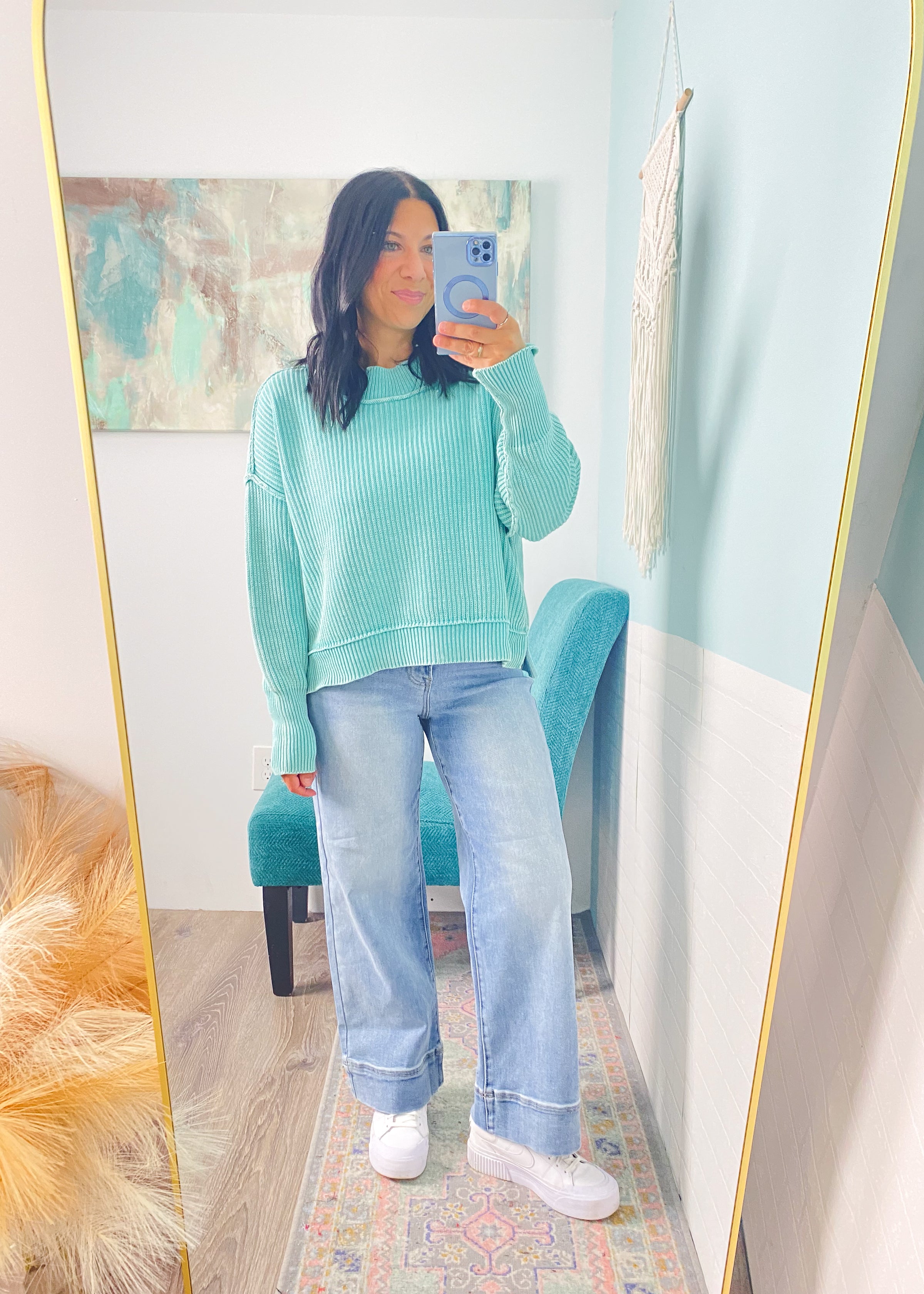 'Caitlin' Risen High Rise Cropped Wide Leg Jeans