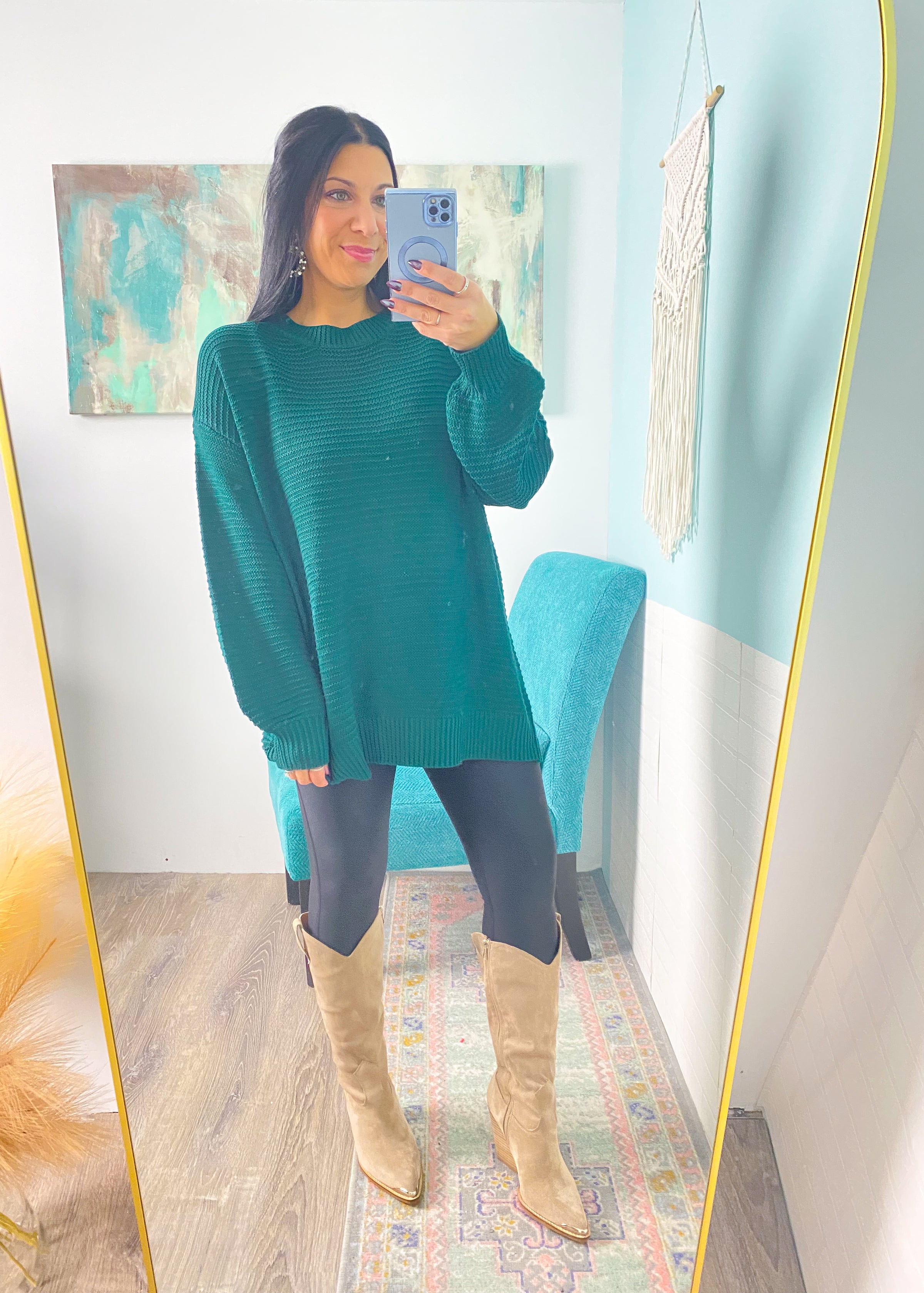 *DOORBUSTER* 'Teagan' Hunter Green Textured Oversized Sweater