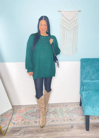 *DOORBUSTER* 'Teagan' Hunter Green Textured Oversized Sweater
