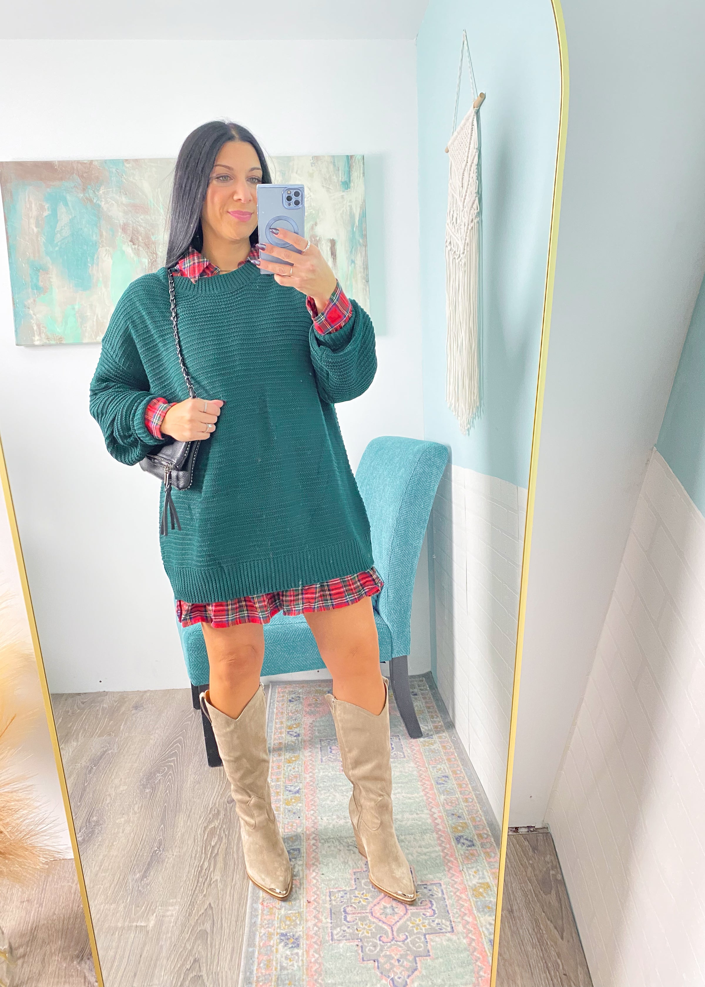 *DOORBUSTER* 'Teagan' Hunter Green Textured Oversized Sweater