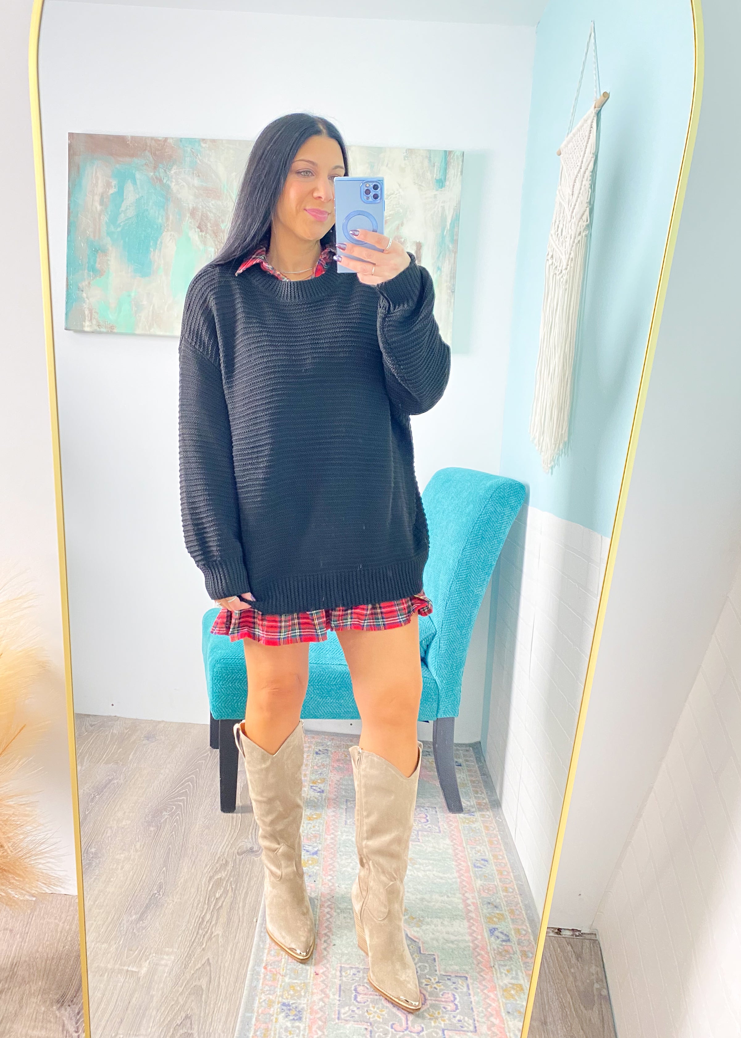 *DOORBUSTER* 'Teagan' Black Textured Oversized Sweater