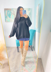 *DOORBUSTER* 'Teagan' Black Textured Oversized Sweater