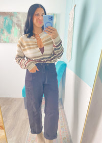'Leaf Peep' Striped Sweater Cardigan