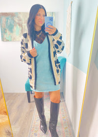 'Coast to Coast' Ash Blue Overall Knit Dress