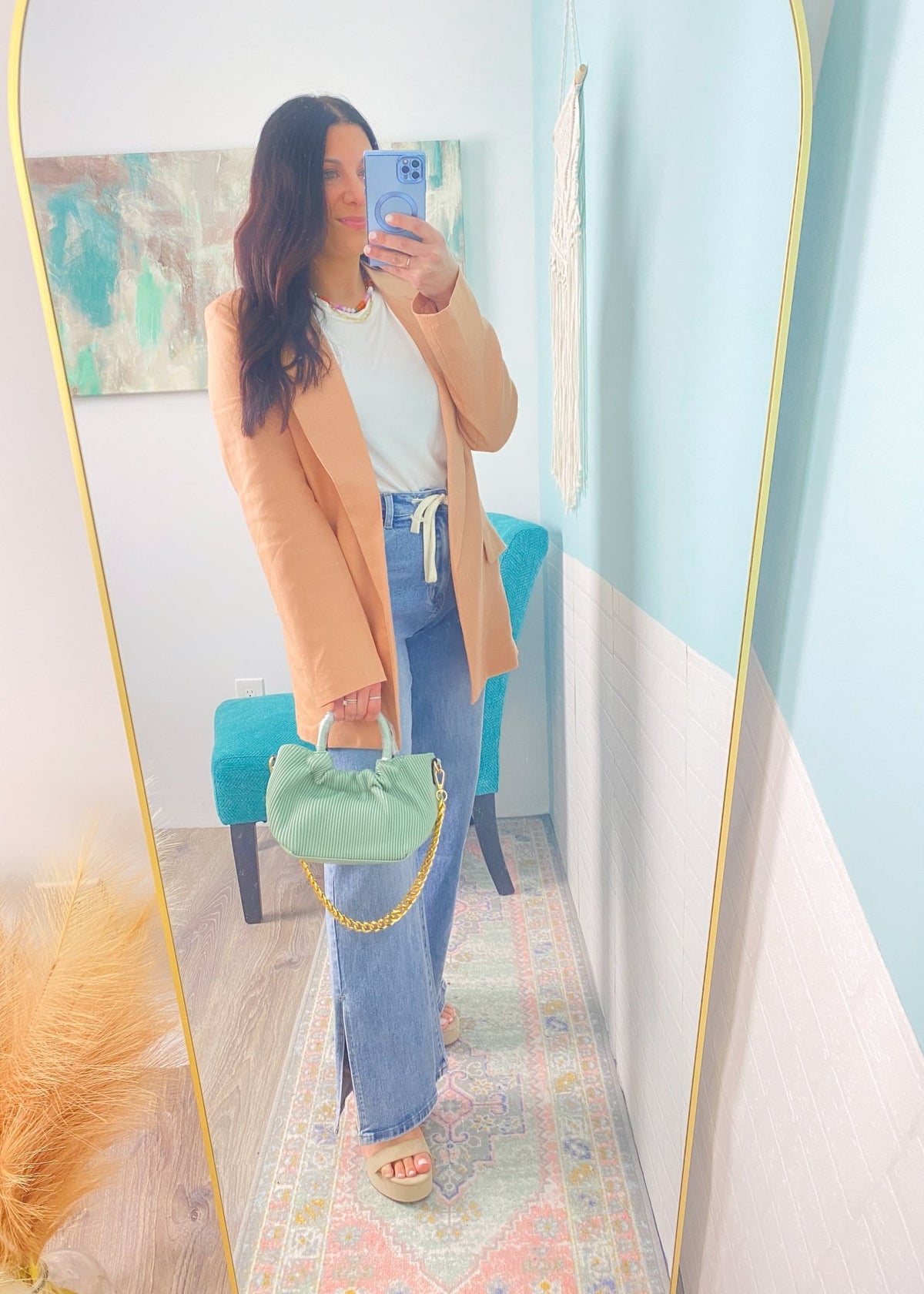 'Peach Tea' Light Peach Linen Blend Boyfriend Blazer - Cali Moon Boutique