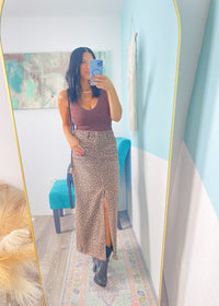 'Untamed' Risen Leopard Denim Maxi Skirt