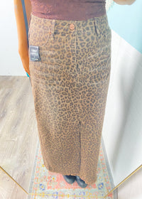 'Untamed' Risen Leopard Denim Maxi Skirt