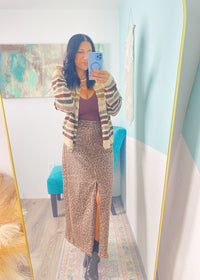 'Untamed' Risen Leopard Denim Maxi Skirt