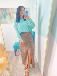 'Untamed' Risen Leopard Denim Maxi Skirt