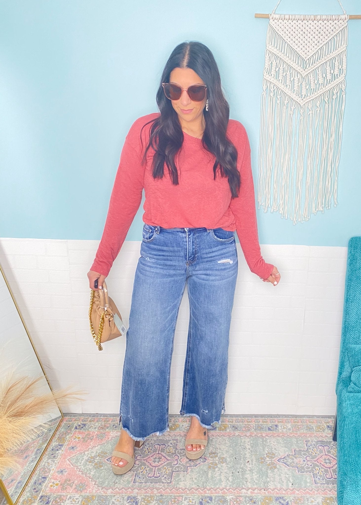 'Jane' Risen High Rise Cropped Side Slit Comfort Stretch Jeans - Cali Moon Boutique