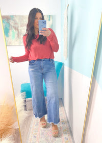'Jane' Risen High Rise Cropped Side Slit Comfort Stretch Jeans - Cali Moon Boutique