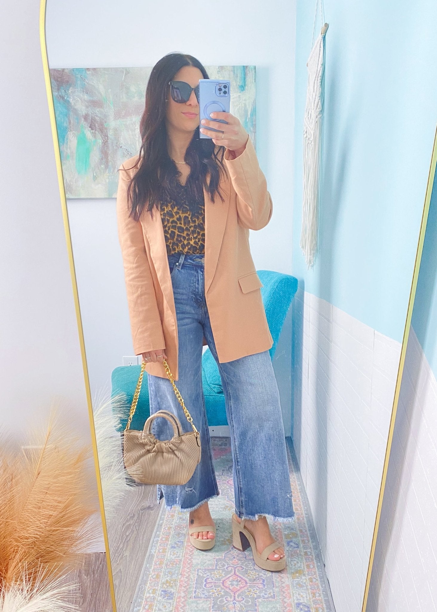 'Peach Tea' Light Peach Linen Blend Boyfriend Blazer - Cali Moon Boutique