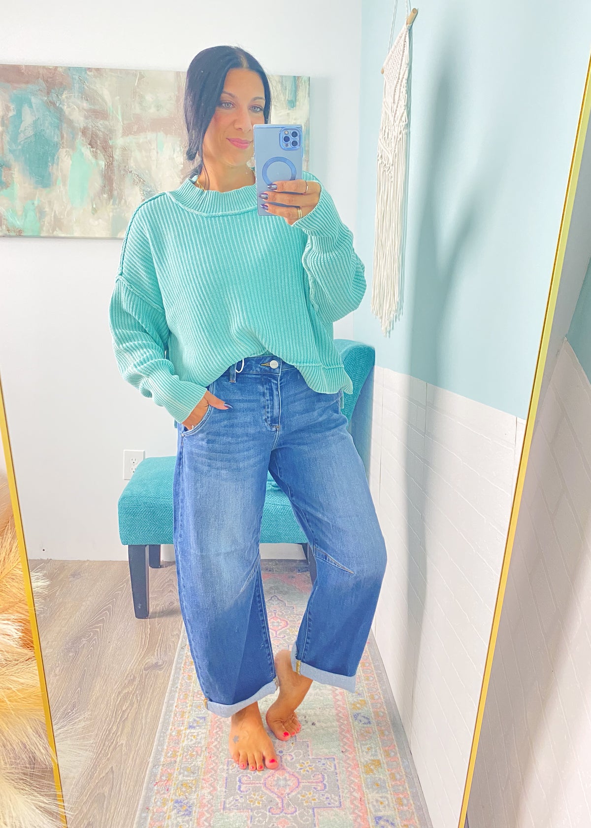 'Becky' Risen Slouchy Cropped Barrel Jeans