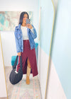 'Johnny' Medium Wash Bomber Style Jean Jacket-Your new favorite&nbsp;everyday sweater&nbsp;has arrived! This adorable&nbsp;melange sweater&nbsp;has a relaxed oversized fit in the softest fabric. Wear over leggings or jeans and wear tucked in or out depending on the look you are going for!-Cali Moon Boutique, Plainville Connecticut