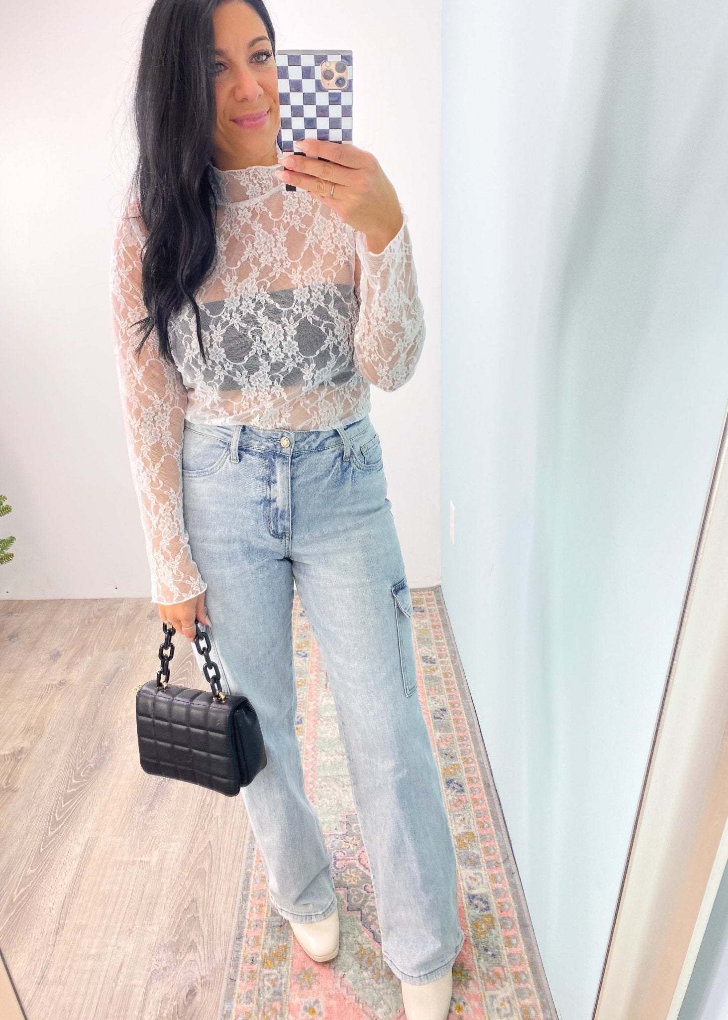 'Natalia' Vervet Light Wash 90's Vintage Straight Cargo Jeans - Cali Moon Boutique