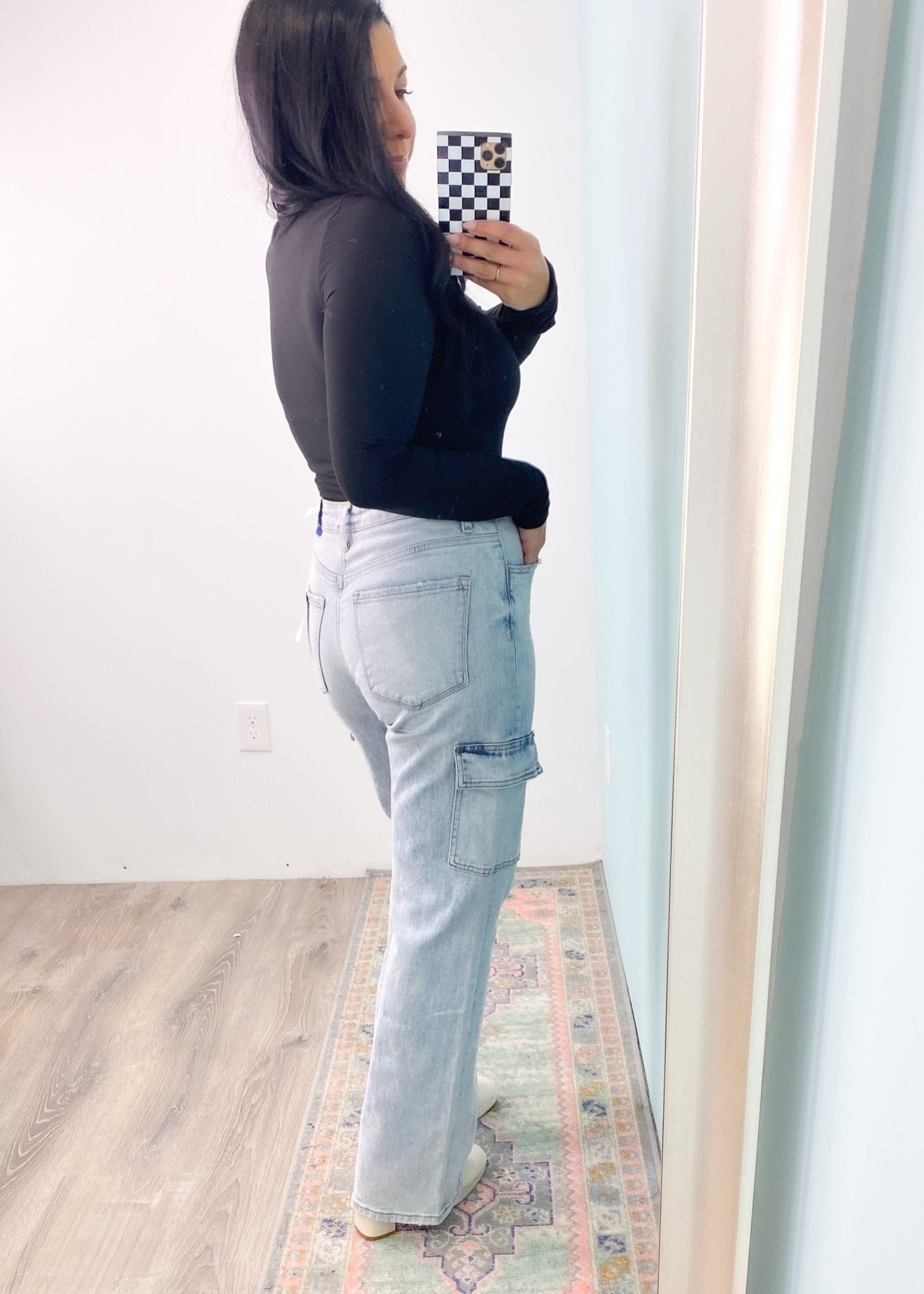 'Natalia' Vervet Light Wash 90's Vintage Straight Cargo Jeans - Cali Moon Boutique