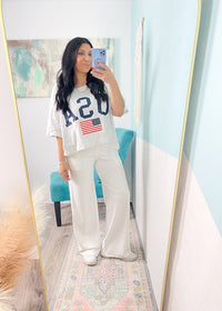 'The Drift' White Wide Leg High Waist Stretch Pants - Cali Moon Boutique