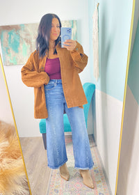 'Sadie' Risen Wide Leg Cropped Step Cut Hem Jeans