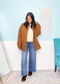 'Cold Brew' Caramel Toffee Oversized Denim Jacket