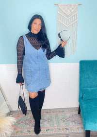 'Miranda' Black Stretchy Lace Bell Sleeve - Cali Moon Boutique