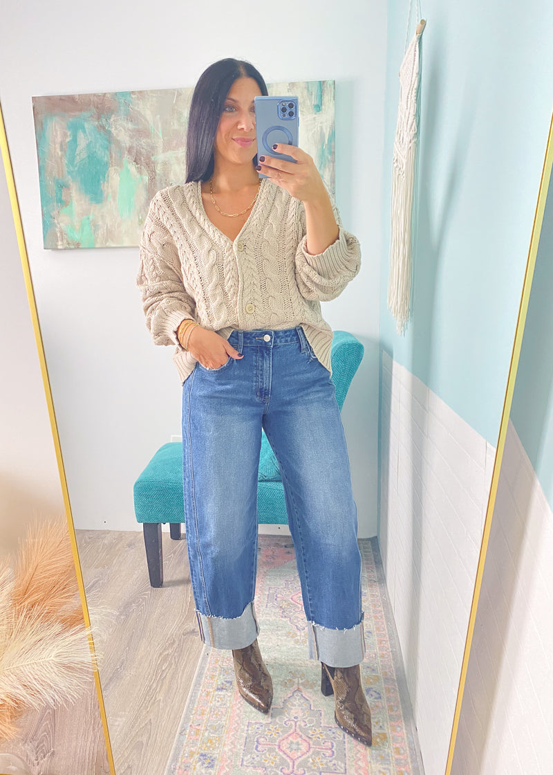 'Karina' Vervet High Rise Slouchy Tapered Cropped Cuffed Jean