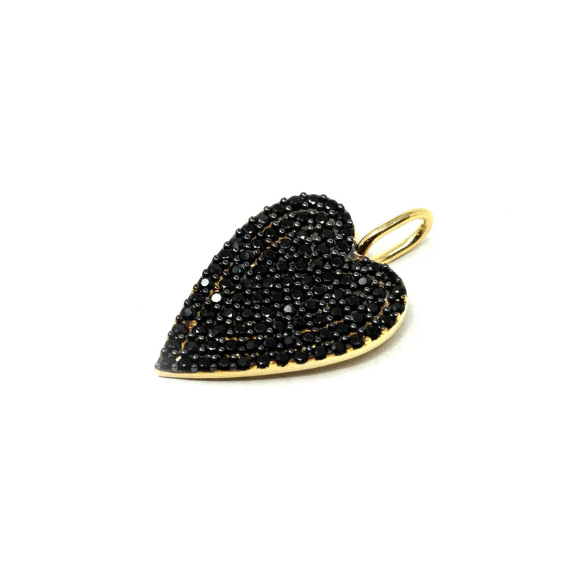 Moody Black Crystal Heart Necklace Charm - Cali Moon Boutique