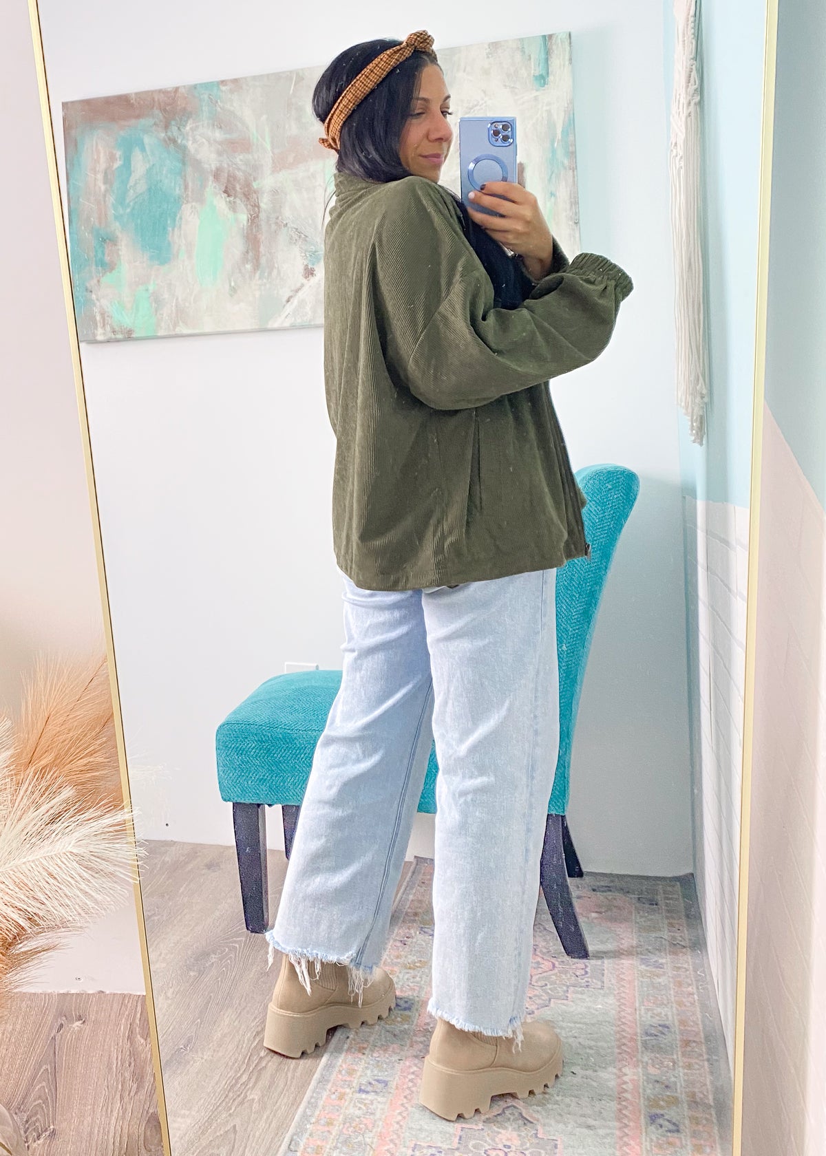  Olive Corduroy Slouchy Jacket