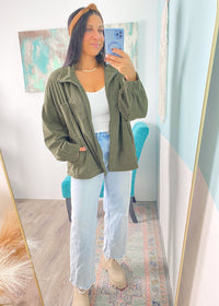  Olive Corduroy Slouchy Jacket