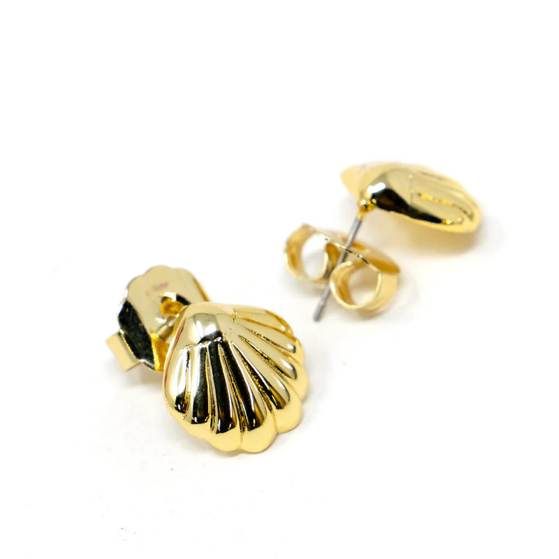 Textured Gold Shell Studs-These shell stud earrings are a Summer time staple!-Cali Moon Boutique, Plainville Connecticut