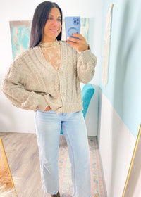 Tan Ruffle Trim Sheer Sleeveless Lace Top